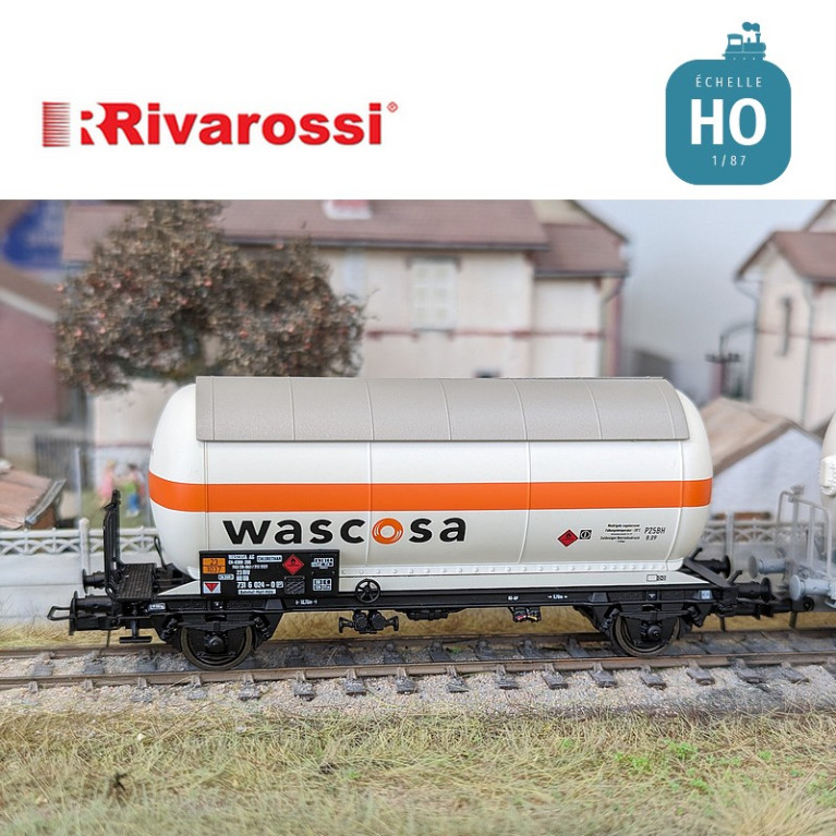 Coffret 2 wagons-citernes 2 essieux à gaz "Wascosa" SBB Ep V HO Rivarossi HR6622 - Maketis