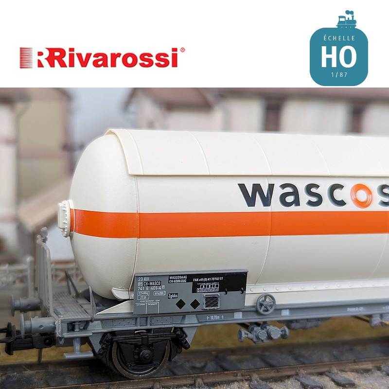 Coffret 2 wagons-citernes 2 essieux à gaz "Wascosa" SBB Ep V HO Rivarossi HR6622 - Maketis