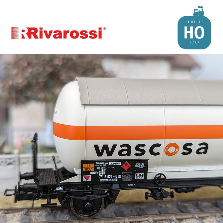 Coffret 2 wagons-citernes 2 essieux à gaz "Wascosa" SBB Ep V HO Rivarossi HR6622 - Maketis