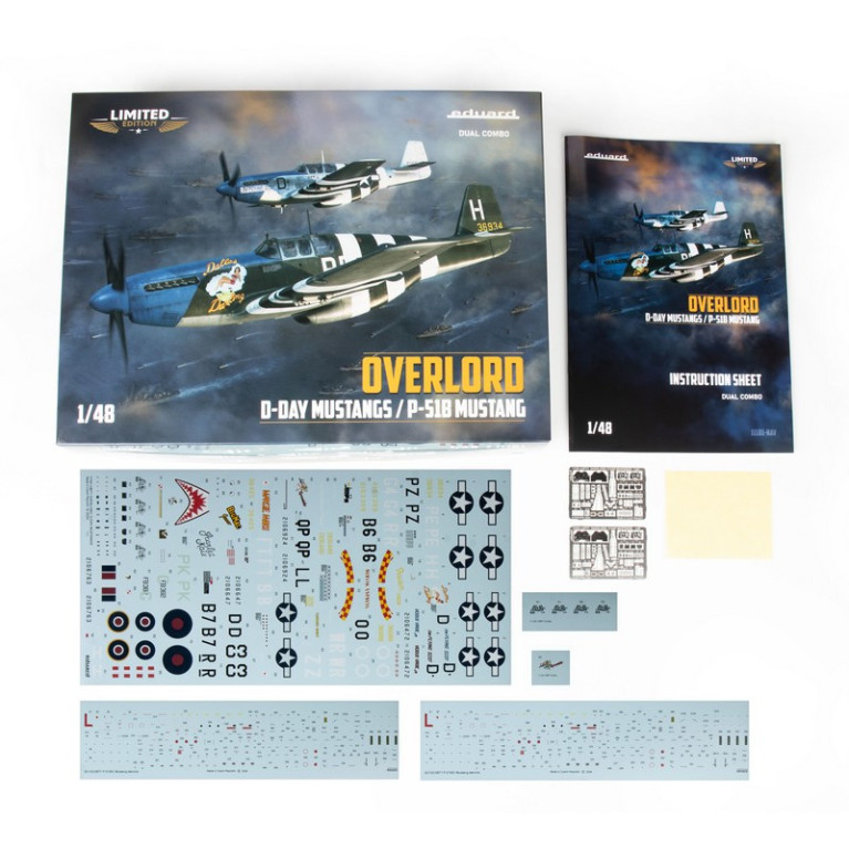 Avion de combat Overlord: D-DAY Mustangs / P-51B WWII 1/48 Dual Combo édition limitée Eduard 11181 - Maketis