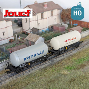 Set of 2 2-axle ‘Primagaz’ SNCF Ep III HO Jouef gas tank wagons HJ6264 - Maketis