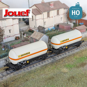 Set 2 zweiachsige Kesselwagen mit Sonnenschutzdach „Simotra“ SNCF Ep IV HO Jouef HJ6265 - Maketis