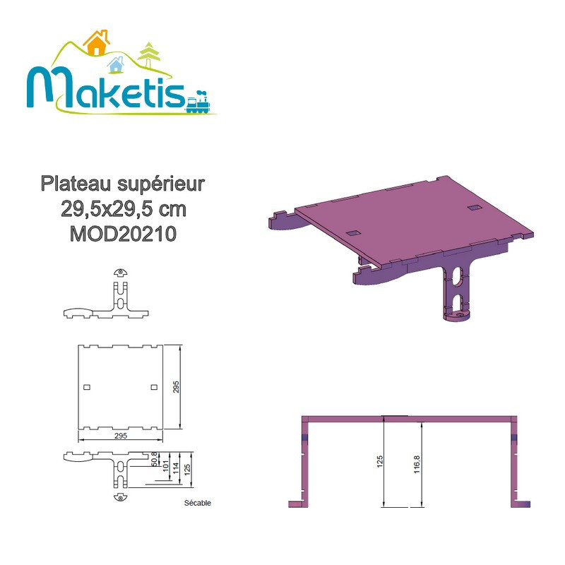 Upper platforms 29,5x29,5cm for positive relief 4 dividable heights MOD20210