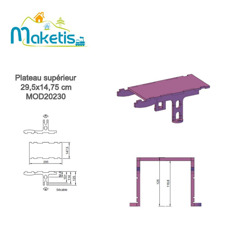 Upper platforms 29,5x14,75cm for positive relief 4 dividable heights MOD20230