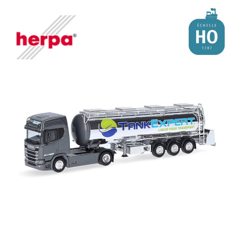 Scania CR20 HD semi-remorque à citerne chromée "Tank Expert" HO Herpa 316514 - Maketis