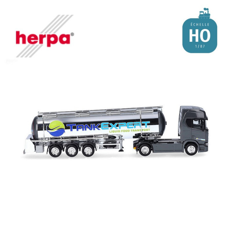 Scania CR20 HD semi-remorque à citerne chromée "Tank Expert" HO Herpa 316514 - Maketis