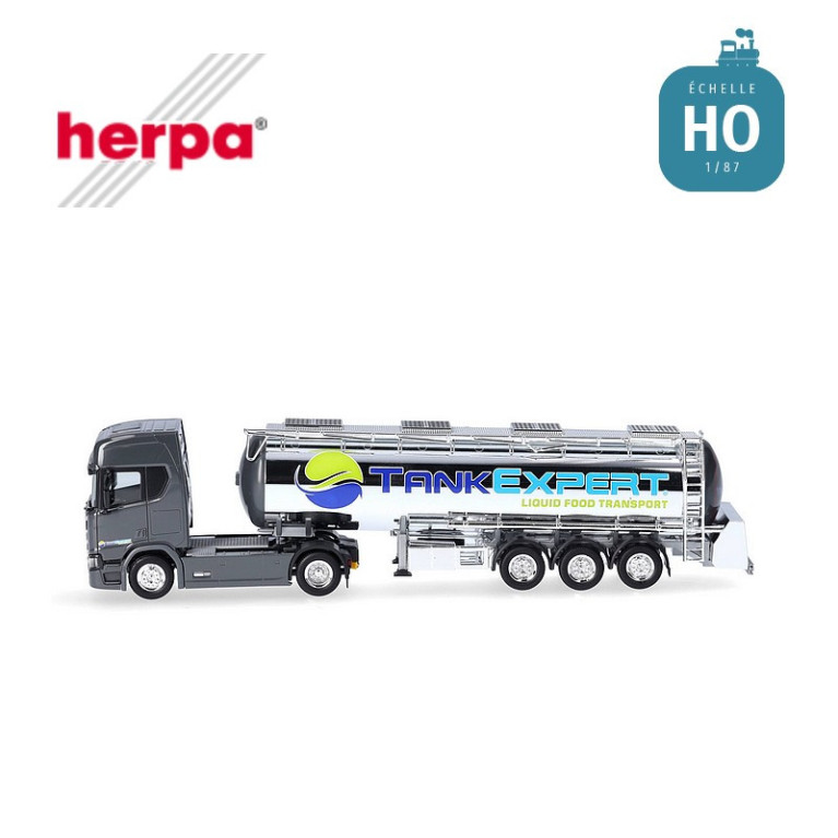 Scania CR20 HD semi-remorque à citerne chromée "Tank Expert" HO Herpa 316514 - Maketis