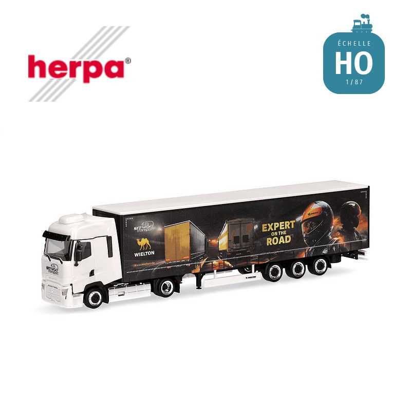 Renault T Facelift et semi-remorque Lowliner bâchée "SFT / Wielton" HO Herpa 317467