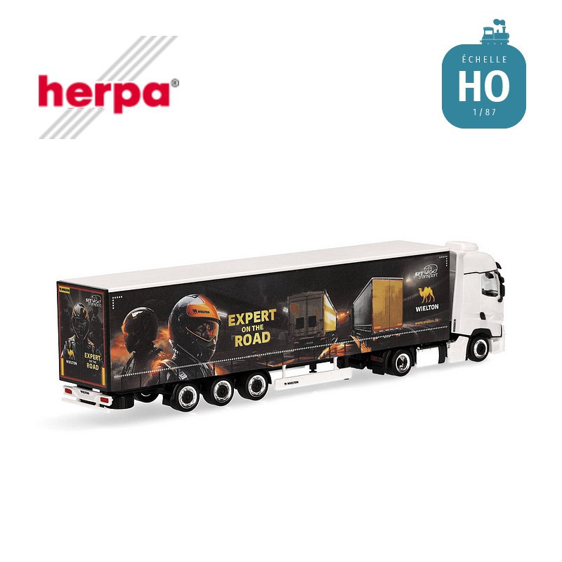 Renault T Facelift et semi-remorque Lowliner bâchée "SFT / Wielton" HO Herpa 317467