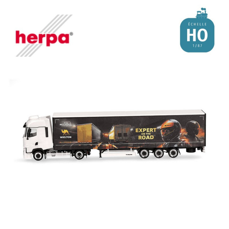 Renault T Facelift et semi-remorque Lowliner bâchée "SFT / Wielton" HO Herpa 317467