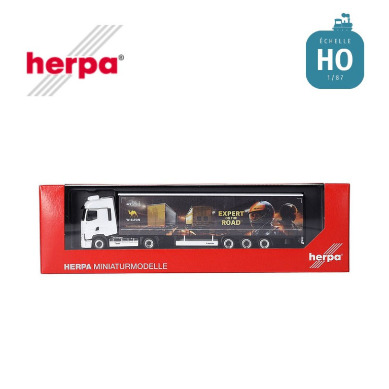 Renault T Facelift et semi-remorque Lowliner bâchée "SFT / Wielton" HO Herpa 317467
