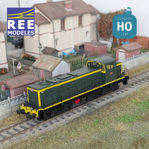 Diesellokomotive BB 63792 grün/gelb 401 schwarzes Chassis région Ouest SNCF Ep III Digital son HO REE JM-008S - Maketis