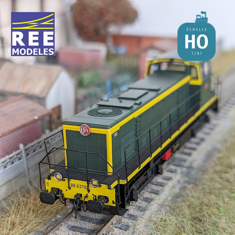 Locomotive Diesel BB 63792 vert/jaune 401 chassis noir région Ouest SNCF Ep III Analogique HO REE JM-008 - Maketis