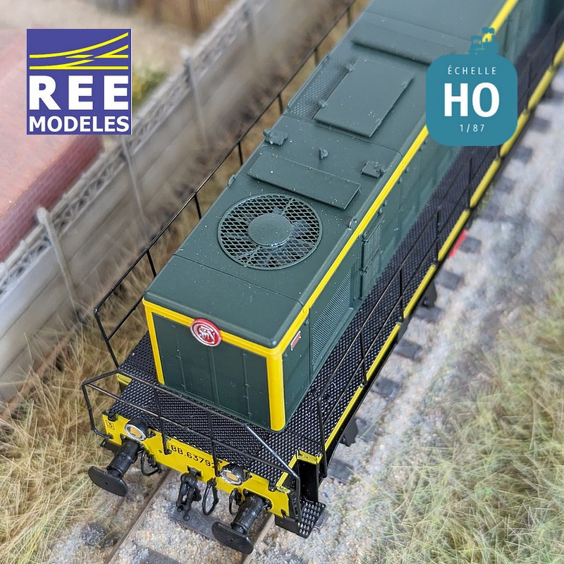 Locomotive Diesel BB 63792 vert/jaune 401 chassis noir région Ouest SNCF Ep III Analogique HO REE JM-008 - Maketis