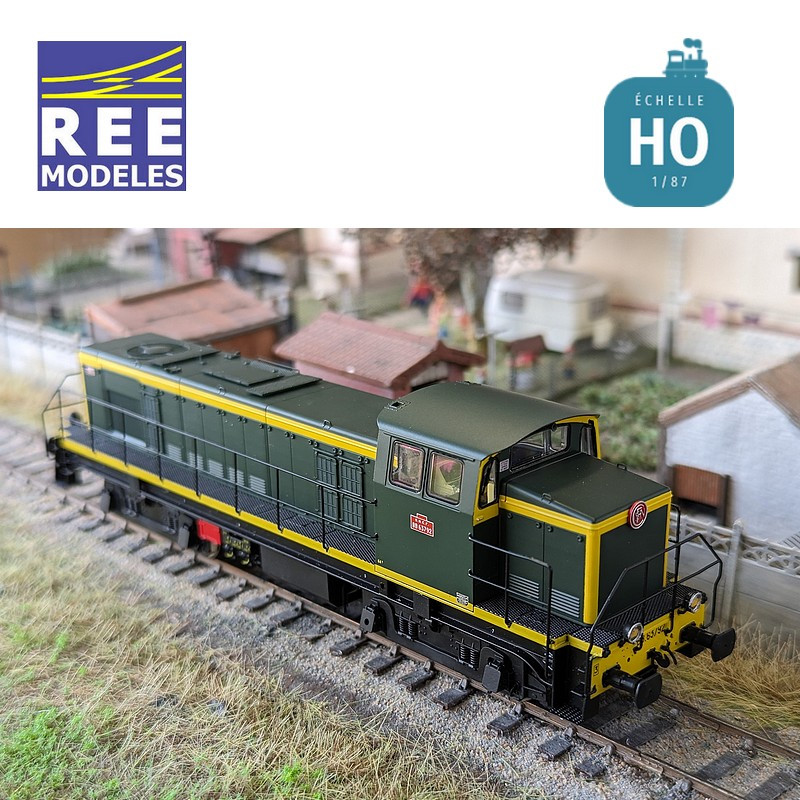 Locomotive Diesel BB 63792 vert/jaune 401 chassis noir région Ouest SNCF Ep III Analogique HO REE JM-008 - Maketis
