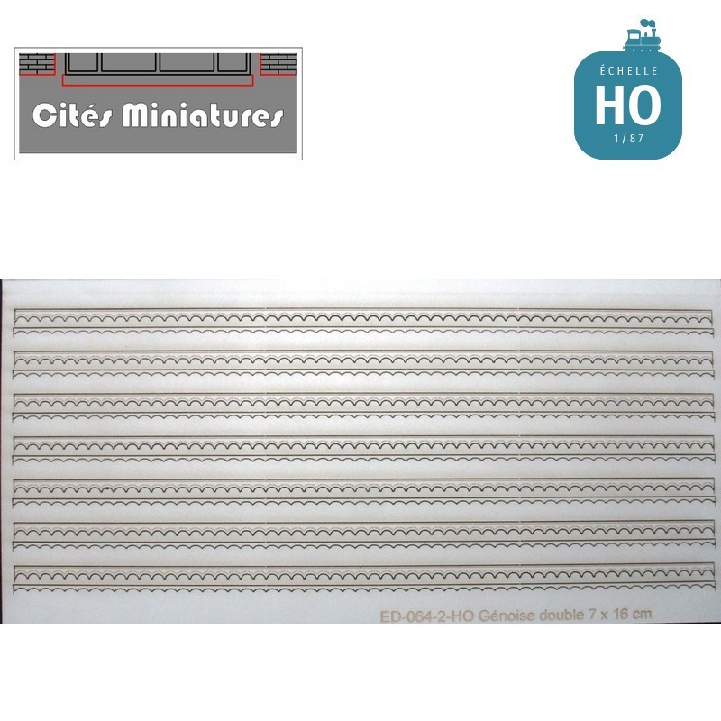 Toiture – Bandes de génoise double – Echelle HO Cités miniatures ED-064-2-HO - Maketis