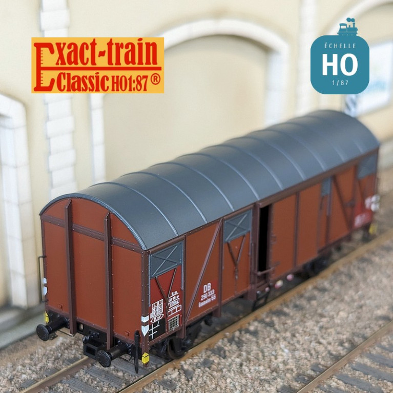 Gedeckter Güterwagen Gmmehs 56 (uv) mit Lüftungsklappe aus Aluminium DB Ep III HO Exact-Train EX20976 - Maketis Gedeckter Güterwagen Gmmehs 56 (uv) mit Lüftungsklappe aus Aluminium DB Ep III HO Exact-Train EX20976 - Maketis
