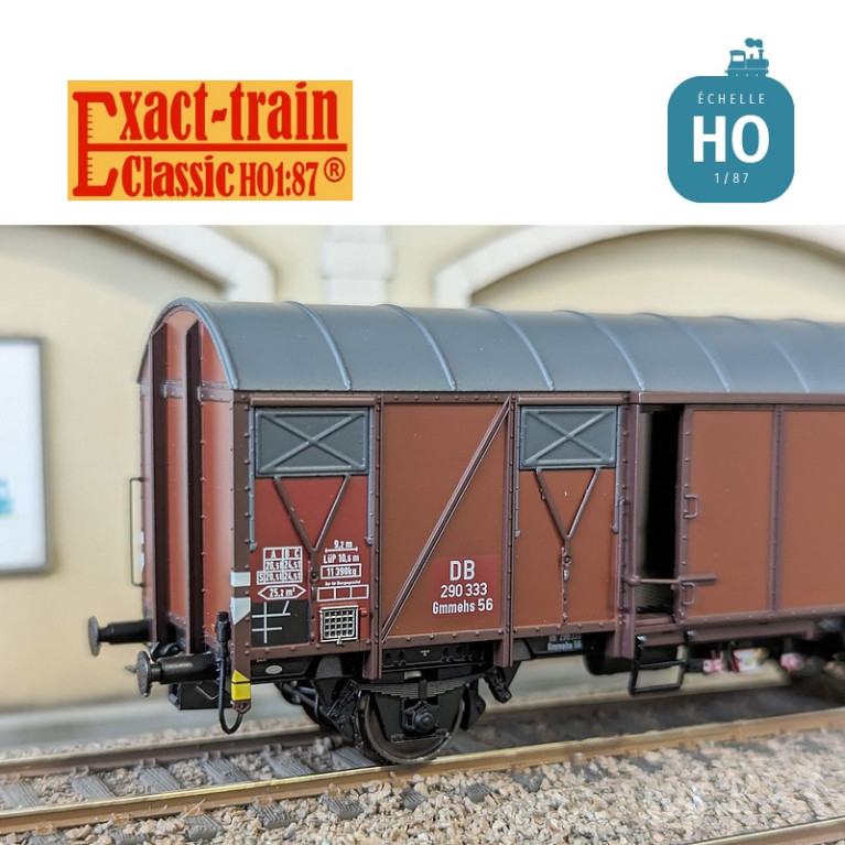 Gedeckter Güterwagen Gmmehs 56 (uv) mit Lüftungsklappe aus Aluminium DB Ep III HO Exact-Train EX20976 - Maketis Gedeckter Güterwagen Gmmehs 56 (uv) mit Lüftungsklappe aus Aluminium DB Ep III HO Exact-Train EX20976 - Maketis