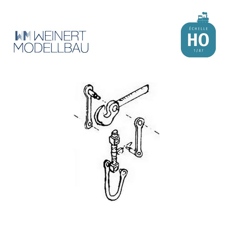 Attelage standard, 2 pièces, HO Weinert 8630 - Maketis