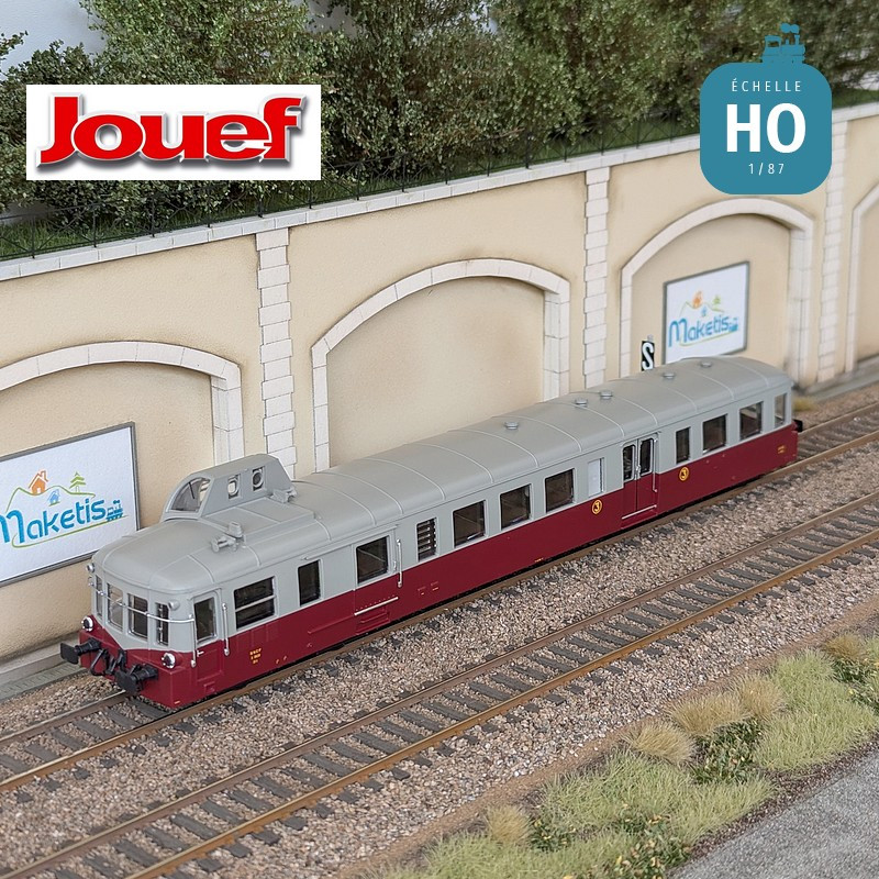 Autorail diesel X 3800 "Picasso" rouge rubis/gris perle SNCF Ep IIIb Analogique HO Jouef HJ2616 - Maketis