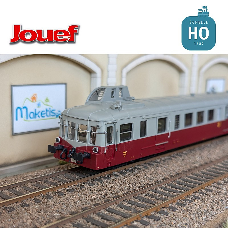 Autorail diesel X 3800 "Picasso" rouge rubis/gris perle SNCF Ep IIIb Analogique HO Jouef HJ2616 - Maketis