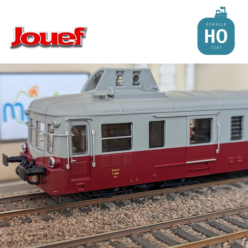 Autorail diesel X 3800 "Picasso" rouge rubis/gris perle SNCF Ep IIIb Analogique HO Jouef HJ2616 - Maketis