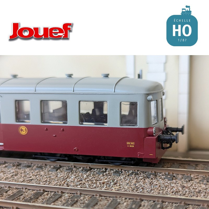 Autorail diesel X 3800 "Picasso" rouge rubis/gris perle SNCF Ep IIIb Analogique HO Jouef HJ2616 - Maketis