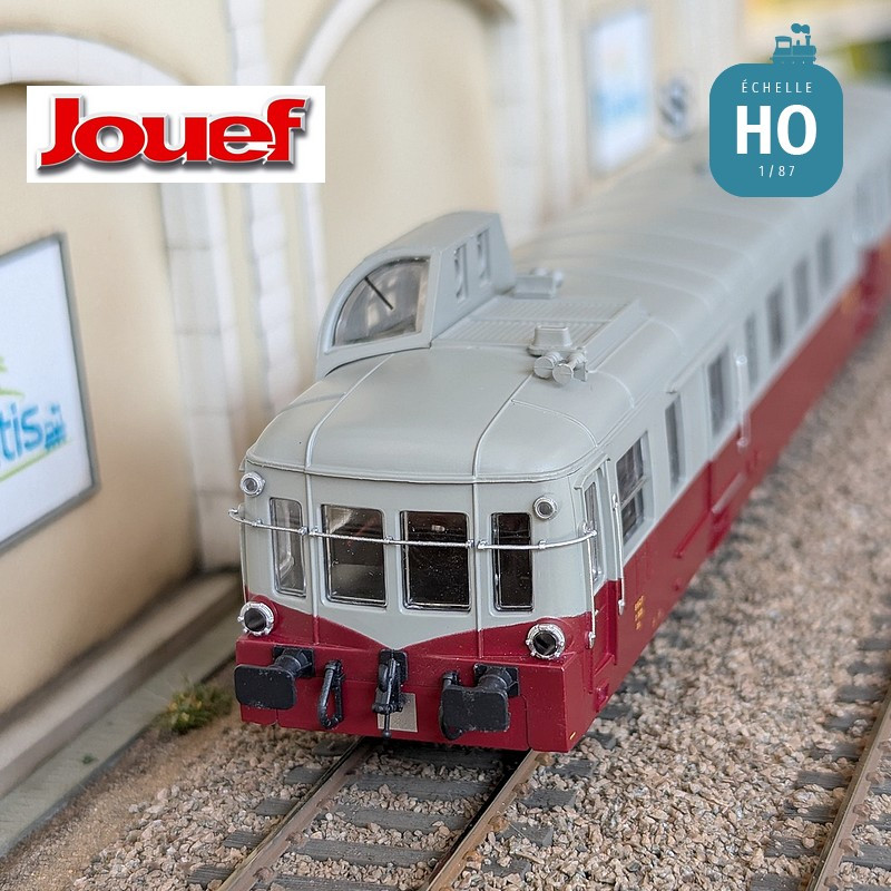 Autorail diesel X 3800 "Picasso" rouge rubis/gris perle SNCF Ep IIIb Analogique HO Jouef HJ2616 - Maketis