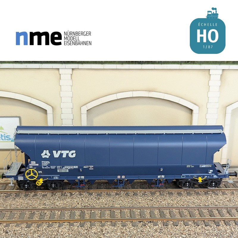 Grain wagon Tagnpps 102m3 VTG blue vertical welds 2 hoppers Ep VI HO NME 504633 - Maketis