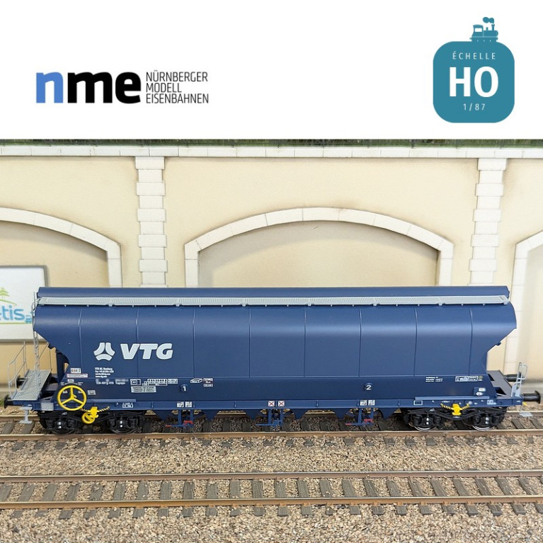 Grain wagon Tagnpps 102m3 VTG blue vertical welds 2 hoppers Ep VI HO NME 504633 - Maketis Grain wagon Tagnpps 102m3 VTG blue vertical welds 2 hoppers Ep VI HO NME 504633 - Maketis
