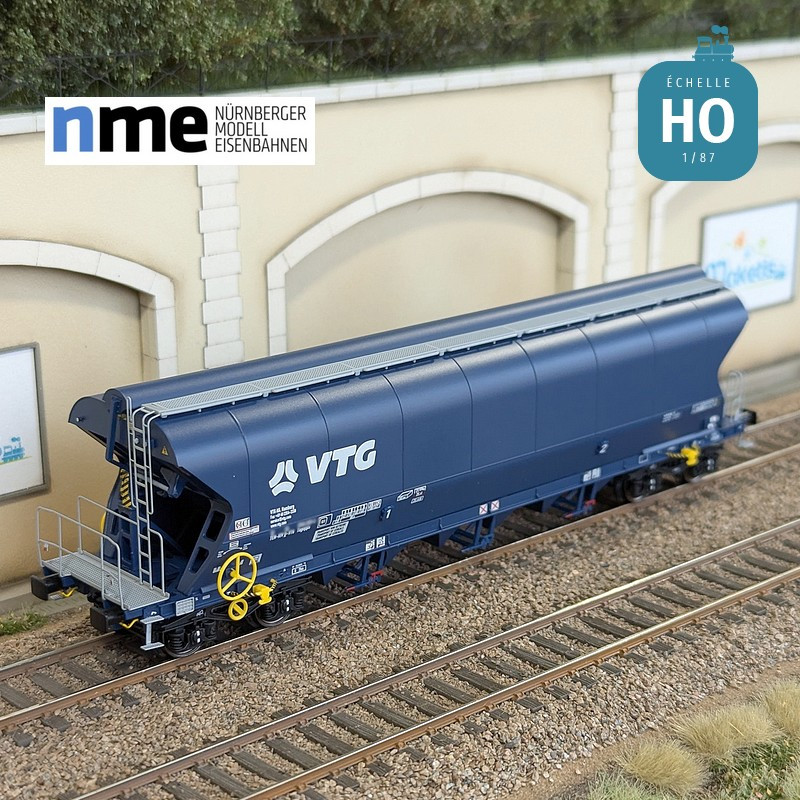 Grain wagon Tagnpps 102m3 VTG blue vertical welds 2 hoppers Ep VI HO NME 504633 - Maketis