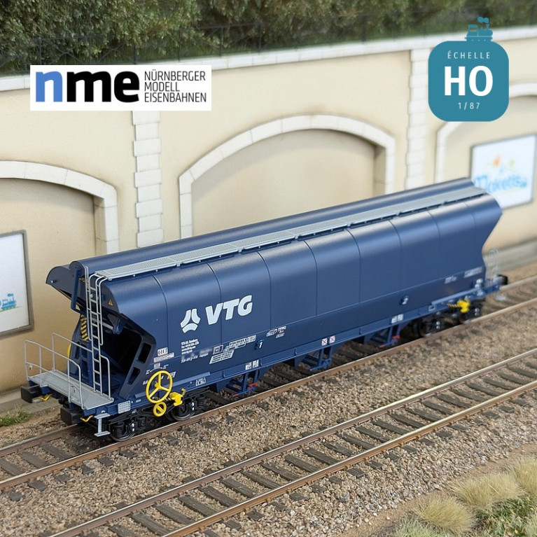 Grain wagon Tagnpps 102m3 VTG blue vertical welds 2 hoppers Ep VI HO NME 504633 - Maketis Grain wagon Tagnpps 102m3 VTG blue vertical welds 2 hoppers Ep VI HO NME 504633 - Maketis