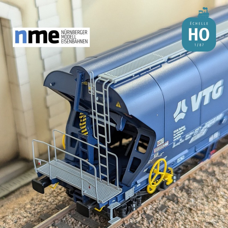 Grain wagon Tagnpps 102m3 VTG blue vertical welds 2 hoppers Ep VI HO NME 504633 - Maketis Grain wagon Tagnpps 102m3 VTG blue vertical welds 2 hoppers Ep VI HO NME 504633 - Maketis