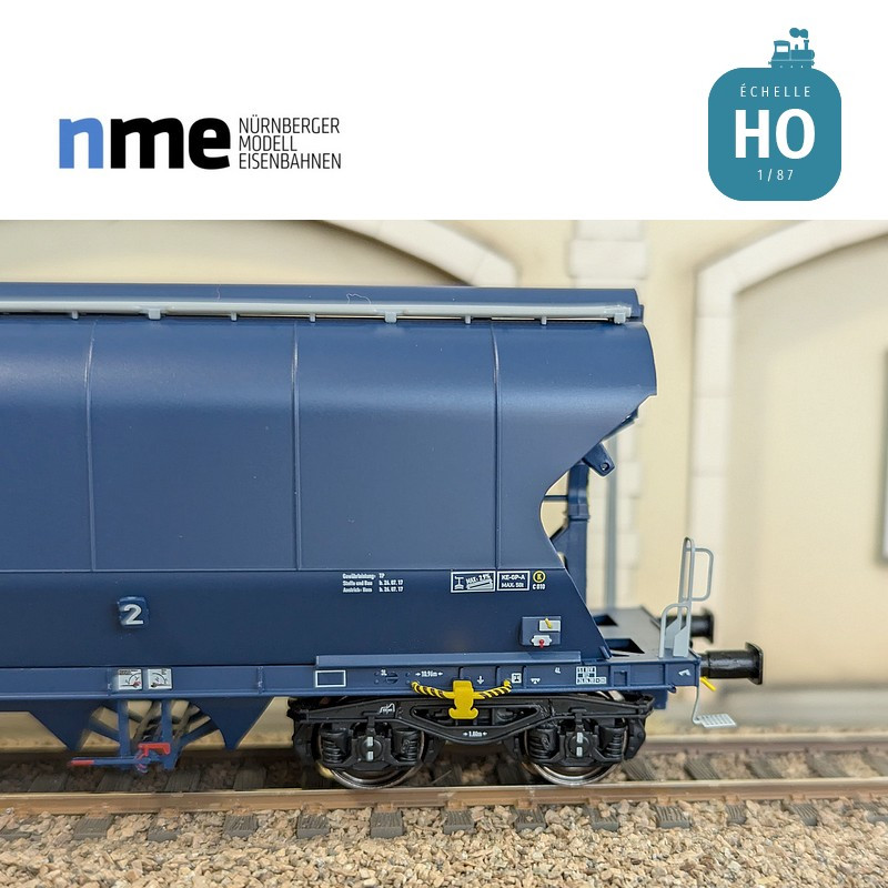 Grain wagon Tagnpps 102m3 VTG blue vertical welds 2 hoppers Ep VI HO NME 504633 - Maketis