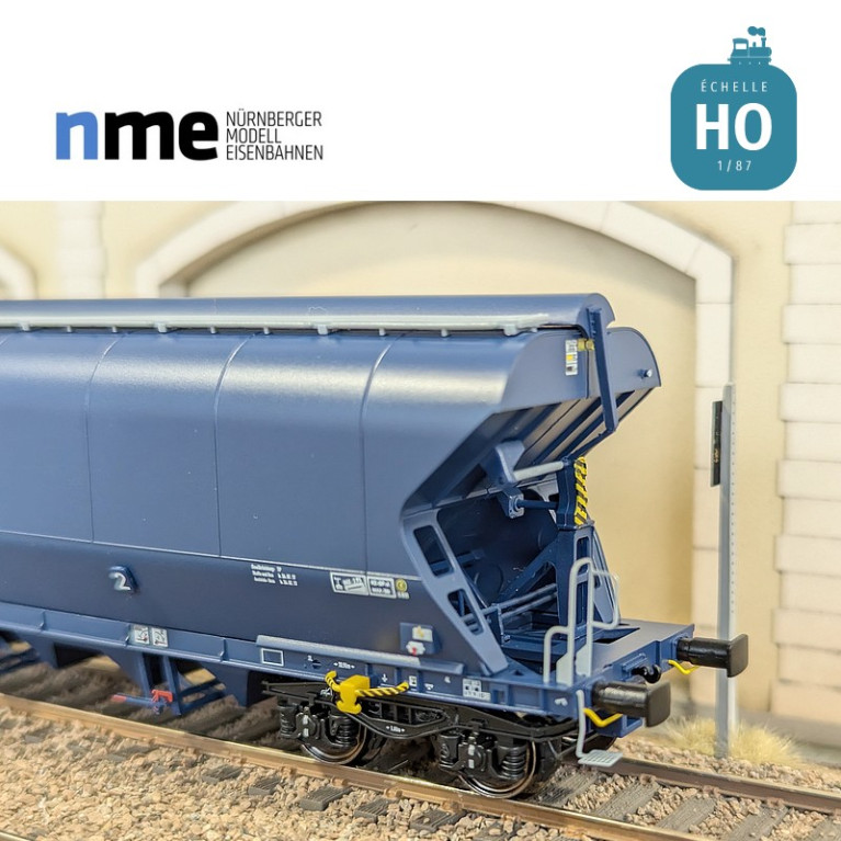 Grain wagon Tagnpps 102m3 VTG blue vertical welds 2 hoppers Ep VI HO NME 504633 - Maketis Grain wagon Tagnpps 102m3 VTG blue vertical welds 2 hoppers Ep VI HO NME 504633 - Maketis