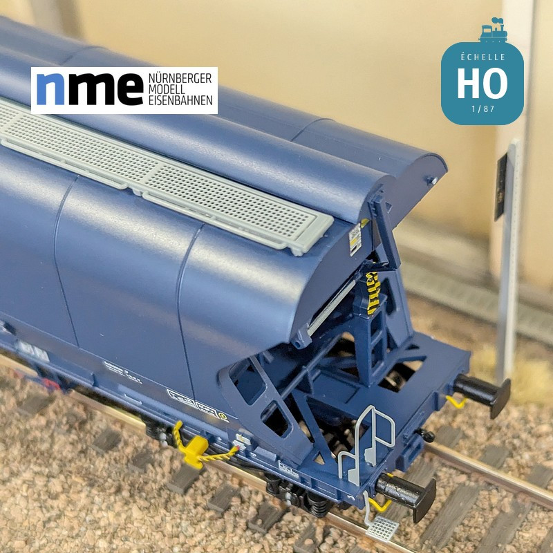 Grain wagon Tagnpps 102m3 VTG blue vertical welds 2 hoppers Ep VI HO NME 504633 - Maketis