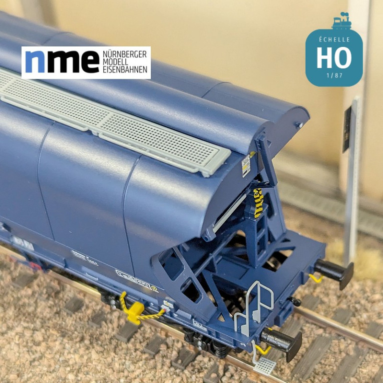 Grain wagon Tagnpps 102m3 VTG blue vertical welds 2 hoppers Ep VI HO NME 504633 - Maketis Grain wagon Tagnpps 102m3 VTG blue vertical welds 2 hoppers Ep VI HO NME 504633 - Maketis