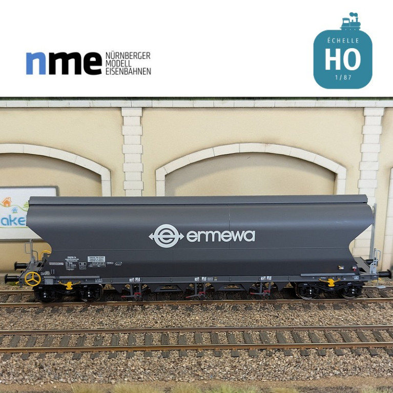 Wagon céréalier Tagnpps 101m3 ERMEWA gris foncé Ep VI HO NME 514608 - Maketis Wagon céréalier Tagnpps 101m3 ERMEWA gris foncé Ep VI HO NME 514608 - Maketis