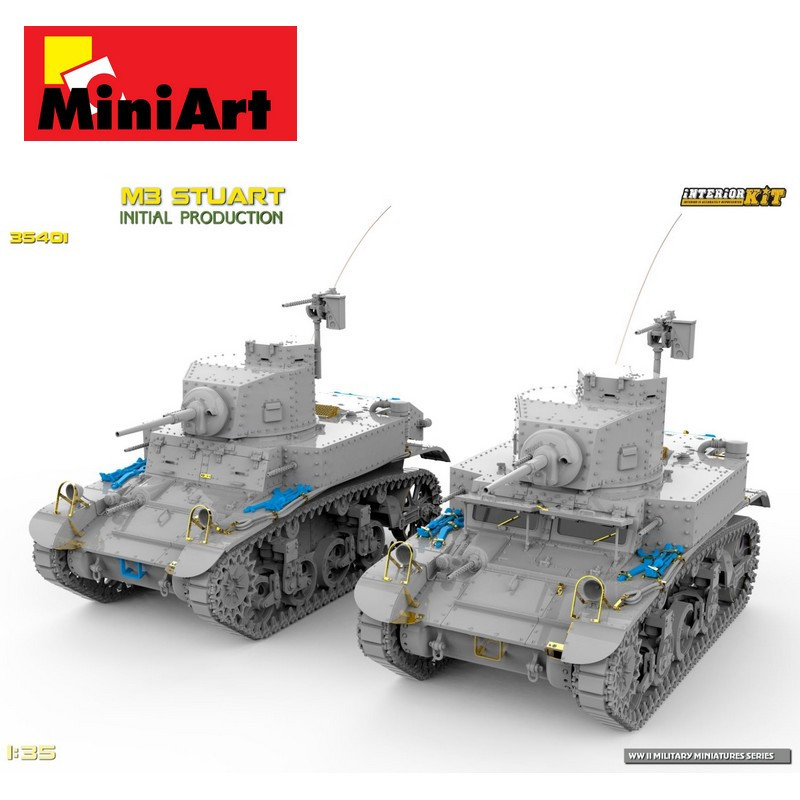 Char américain M3 Stuart Initial Production Interior kit WWII 1/35 MiniArt 35401 - Maketis
