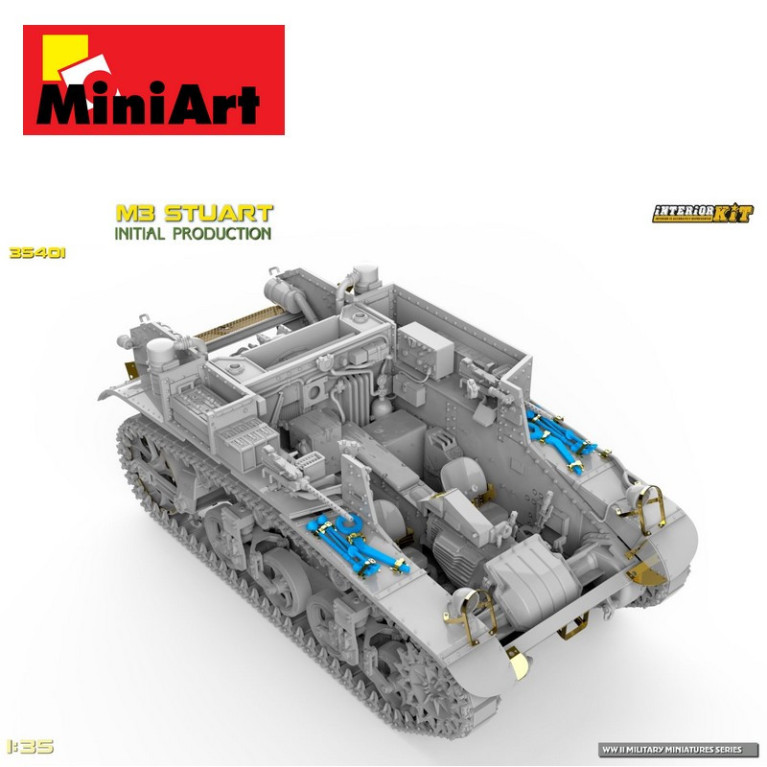 Char américain M3 Stuart Initial Production Interior kit WWII 1/35 MiniArt 35401 - Maketis