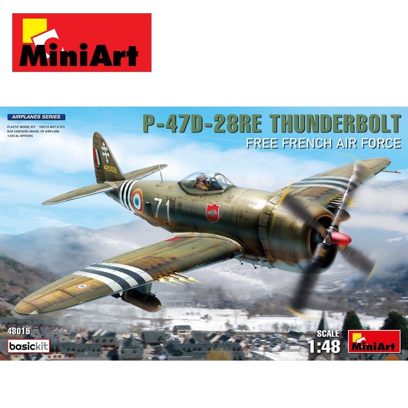 Avion militaire US P-47D-28RE armée de l'air Française libre WWII 1/48 MiniArt 48015 - Maketis