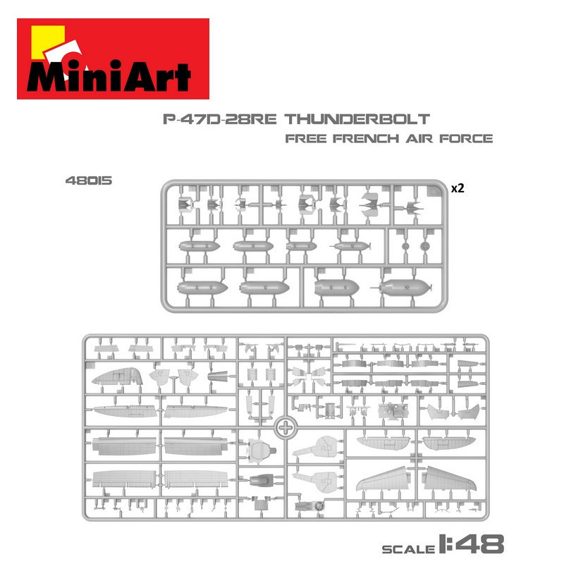 Avion militaire US P-47D-28RE armée de l'air Française libre WWII 1/48 MiniArt 48015 - Maketis