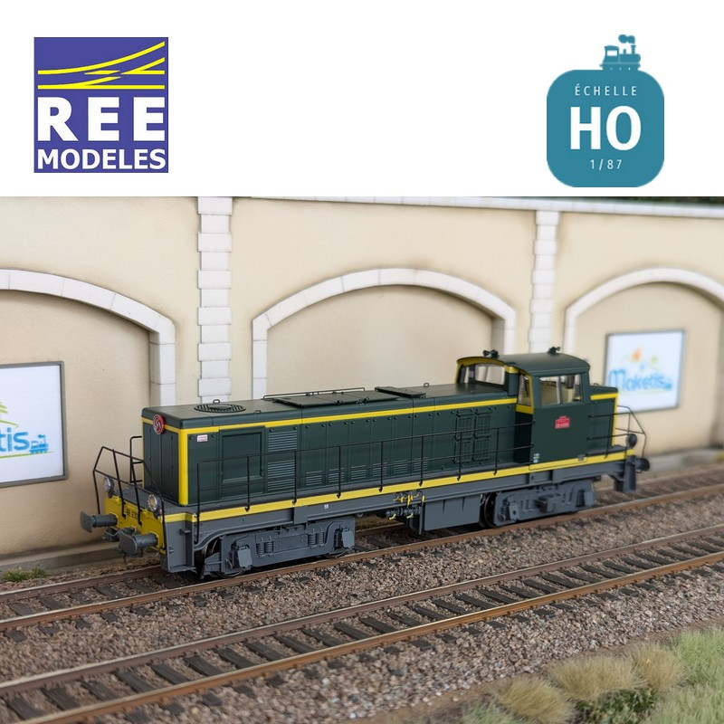 Diesellokomotive BB 63010 grün/gelb graues Fahrgestell SNCF Ep IV Analog HO REE JM-014 - Maketis