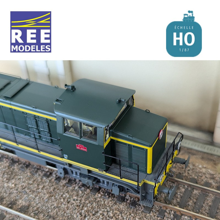 Diesellokomotive BB 63010 grün/gelb graues Fahrgestell SNCF Ep IV Analog HO REE JM-014 - Maketis