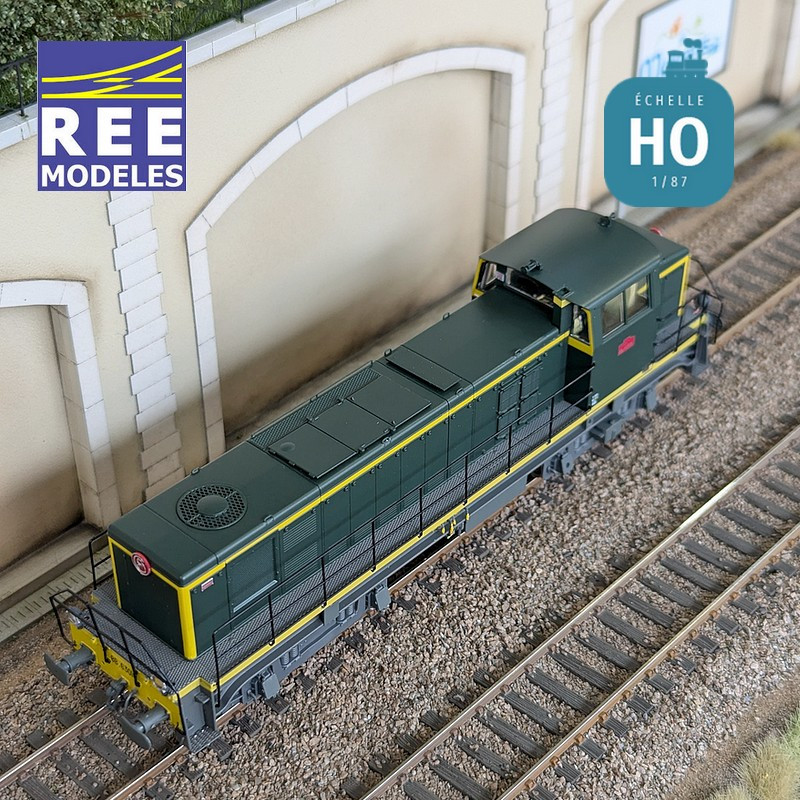 Diesellokomotive BB 63010 grün/gelb graues Fahrgestell SNCF Ep IV Analog HO REE JM-014 - Maketis