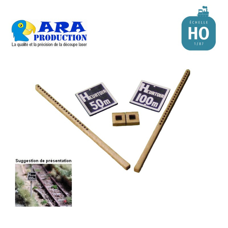 SNCF 2 plaques heurtoir 50m et 100m [HO] - MAKETIS