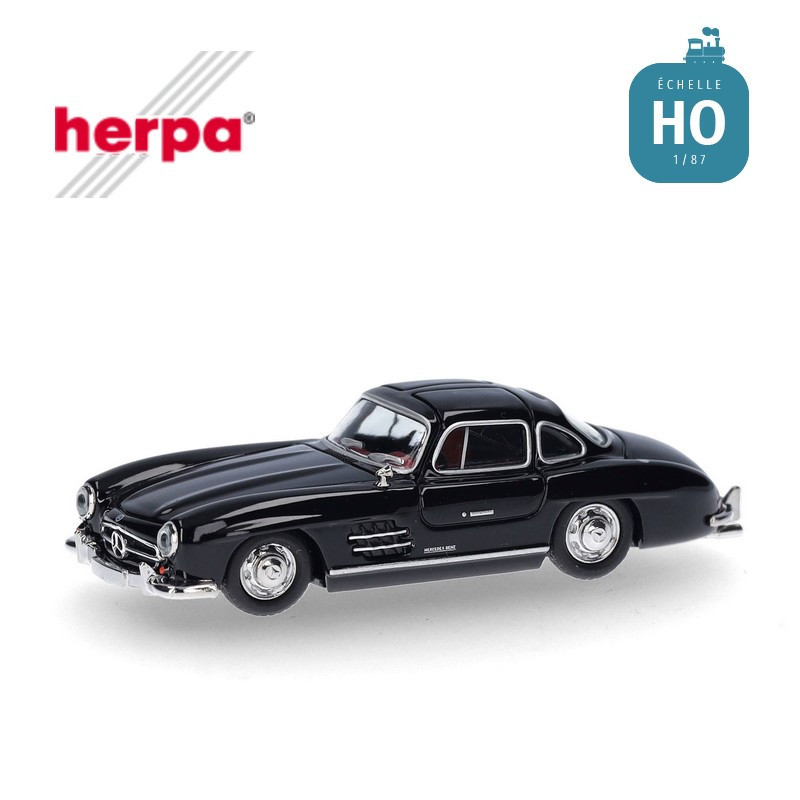 Voiture Mercedes-Benz 300 SL Gull Wing noire HO Herpa 421089 - Maketis