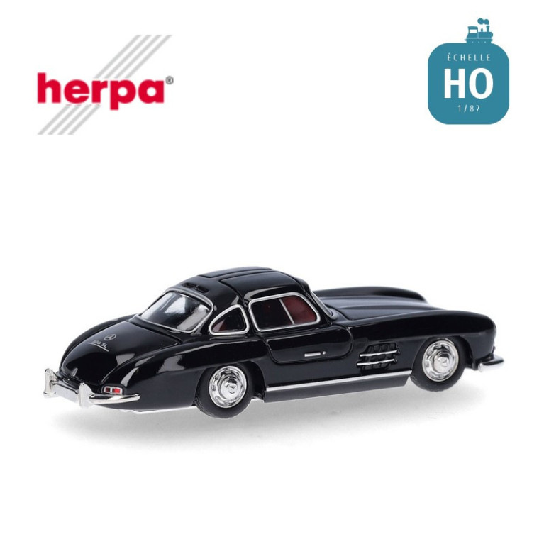 Voiture Mercedes-Benz 300 SL Gull Wing noire HO Herpa 421089 - Maketis