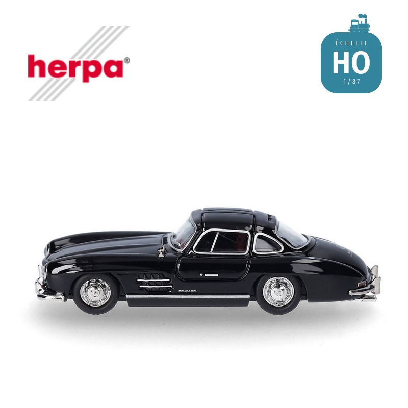 Voiture Mercedes-Benz 300 SL Gull Wing noire HO Herpa 421089 - Maketis