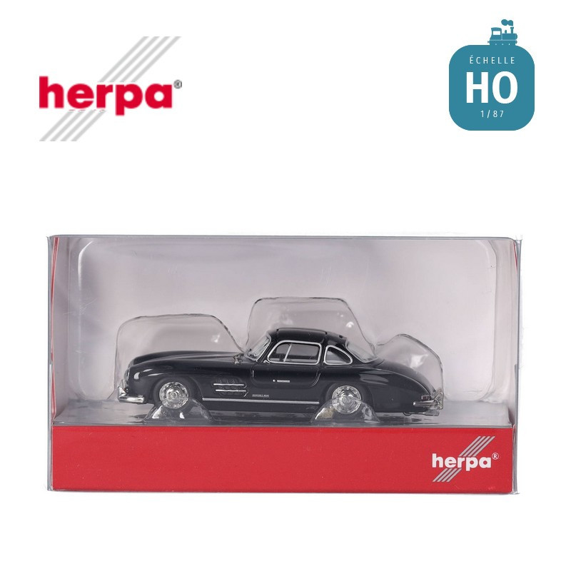 Voiture Mercedes-Benz 300 SL Gull Wing noire HO Herpa 421089 - Maketis
